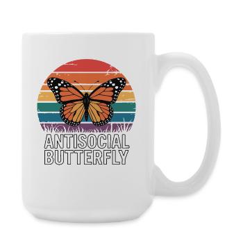 Papillon antisocial - Retro Schmetterling - Grande tasse 440 ml - blanc - Droite