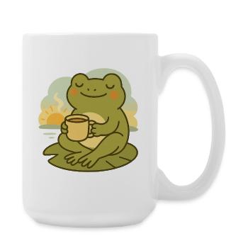 Frog with Coffee – Morning Rest Design - Large Mug 440 ml - white - Right