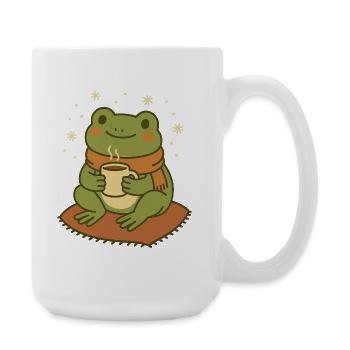 Winter Frog with Scarf and Tea – Cozy Frog - Large Mug 440 ml - white - Right
