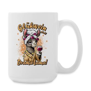 Gluehwein statt Drama Bürohumor Kollegen Geschenk - Große Tasse 440 ml - Weiß - Rechts