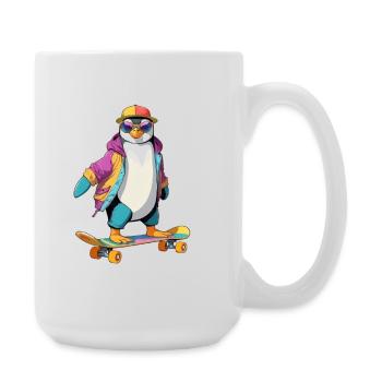 Penguin Skateboard Neon Look - Large Mug 440 ml - white - Right
