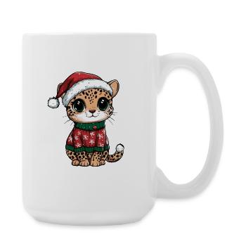 Noël léopard - Grande tasse 440 ml - blanc - Droite