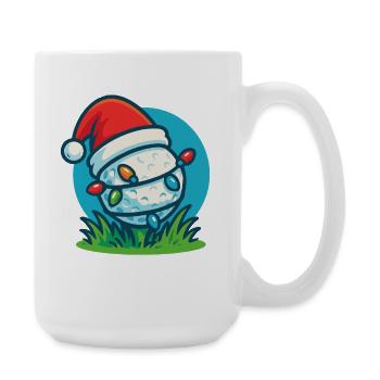 Funny Golf Ball Santa Claus Christmas Holiday - Large Mug 440 ml - white - Right