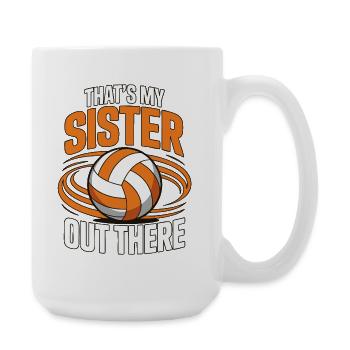 Volleyball Schwester - Stolzes Geschwister Design - Große Tasse 440 ml - Weiß - Rechts
