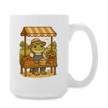 Frog at the Market Stand – Cottagecore Frog - Large Mug 440 ml - white - Right