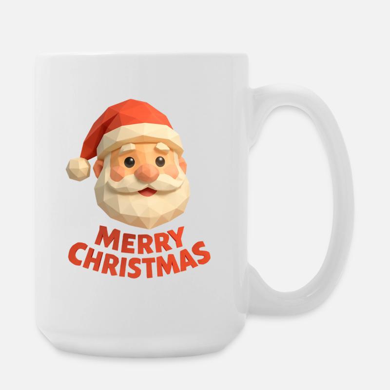 Polygon Weihnachtsmann – Modern Merry Christmas - Große Tasse 440 ml - Weiß