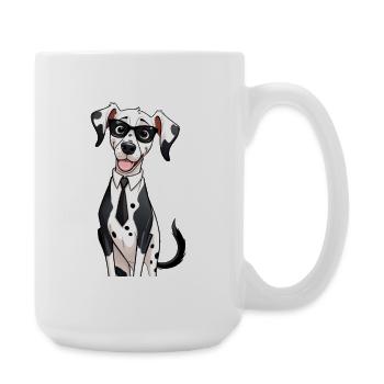 Dalmatien en costume avec lunettes - Grande tasse 440 ml - blanc - Droite