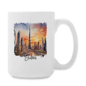 Watercolor of Dubai, Dubai Emirates - Large Mug 440 ml - white - Right