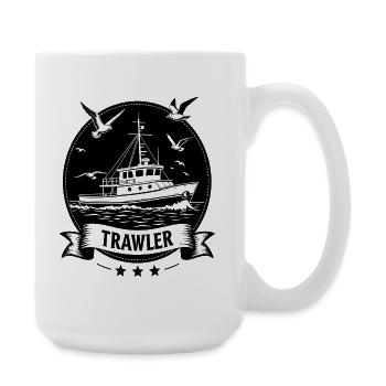 Trawler Nautical Seafaring Silhouette - Large Mug 440 ml - white - Right