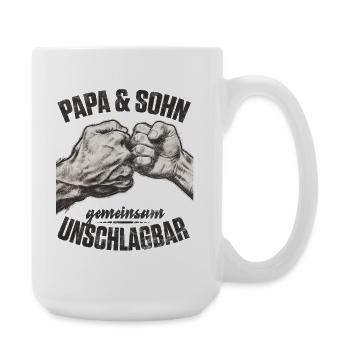 Dad Son Fist Thrust Together Unbeatable - Large Mug 440 ml - white - Right
