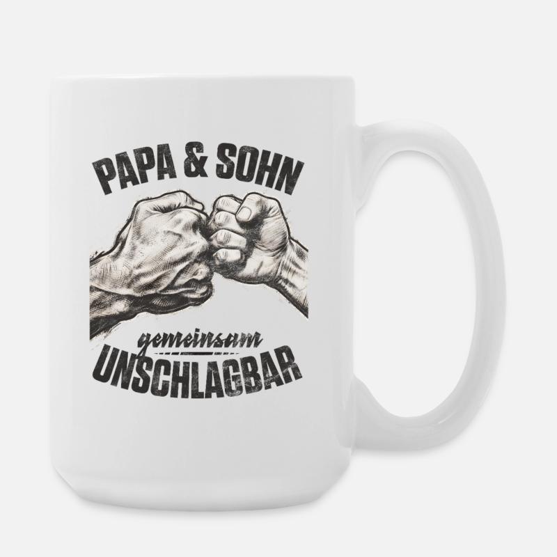 Papa Sohn Fauststoß gemeinsam unschlagbar - Große Tasse 440 ml - Weiß