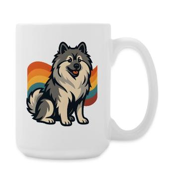 Deutscher Spitz Hund im Regenbogen Hintergrund - Große Tasse 440 ml - Weiß - Rechts