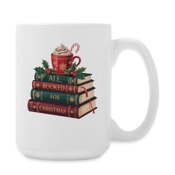 Bücher und Weihnachten – Geschenk für Leseratten - Große Tasse 440 ml - Weiß - Rechts