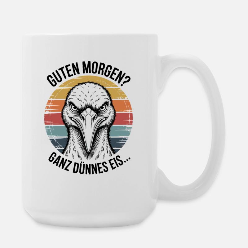 Storch Dünnes Eis Art - Große Tasse 440 ml - Weiß