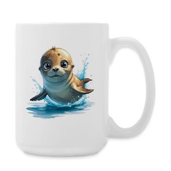Happy Seal Splash Dance - Large Mug 440 ml - white - Right