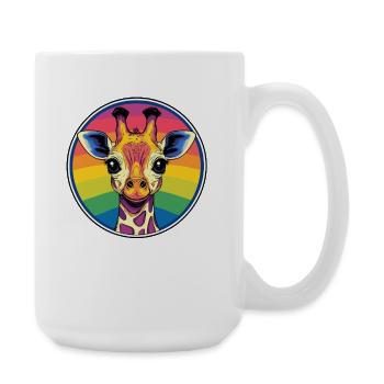 Rainbow Giraffe Portrait - Large Mug 440 ml - white - Right
