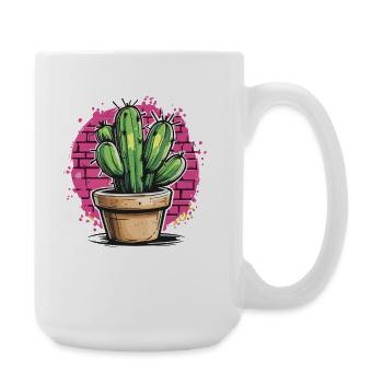 Cactus Graffiti in Pink Background - Large Mug 440 ml - white - Right
