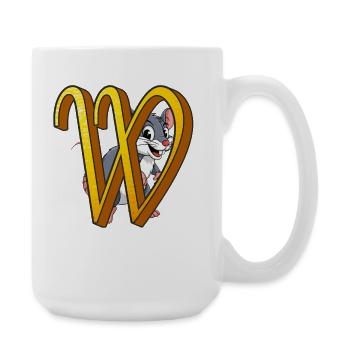 BUCHSTABE W - Große Tasse 440 ml - Weiß - Rechts