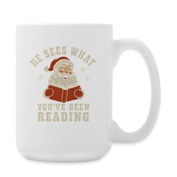 Il voit ce que vous avez lu Chemise - Grande tasse 440 ml - blanc - Droite