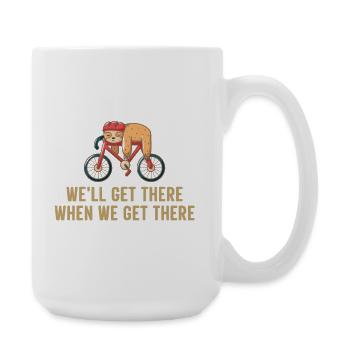 Faultier Radfahren Fahrrad - Große Tasse 440 ml - Weiß - Rechts