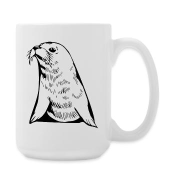 Seehund Robben T-shirt Geschenk Norddeutschland - Große Tasse 440 ml - Weiß - Rechts