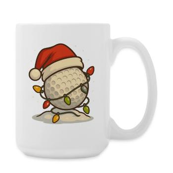 Funny Golf Christmas Golf Ball Santa Hat - Large Mug 440 ml - white - Right