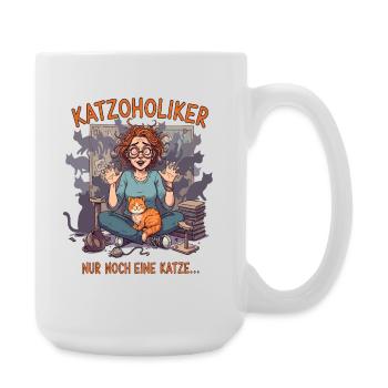 Katzoholiker Nur noch eine Katze - Lustiger Spruch - Große Tasse 440 ml - Weiß - Rechts