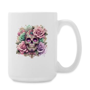 Fleurs Crâne Beauté Floraison - Grande tasse 440 ml - blanc - Droite