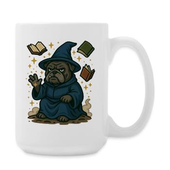 Bulldog sorcier casting magie fantastique dessin animé - Grande tasse 440 ml - blanc - Droite