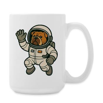 Bouledogue astronaute flottant dans l’espace dessin animé - Grande tasse 440 ml - blanc - Droite