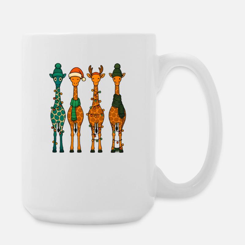 Giraffe Quartett Gemütliches Winterweihnachten - Große Tasse 440 ml - Weiß