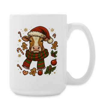Kuh an Weihnachten - Große Tasse 440 ml - Weiß - Rechts