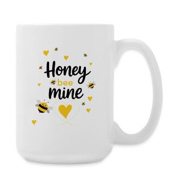 Honigbienen-Mine - Bienen & Gelbes Herz - Große Tasse 440 ml - Weiß - Rechts