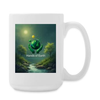 The Earth in Green Hands - Large Mug 440 ml - white - Right