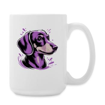 Chien violet Pop Art Portrait - Grande tasse 440 ml - blanc - Droite