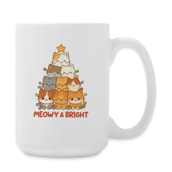 Meowy and Bright Cat Stack, Love Kittens  - Large Mug 440 ml - white - Right