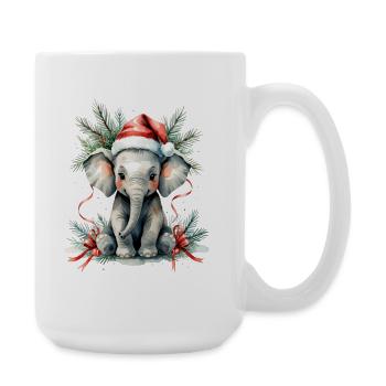 Éléphant d’hiver avec chapeau de renne - Grande tasse 440 ml - blanc - Droite