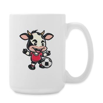 Kuh Kicker Fußball - Große Tasse 440 ml - Weiß - Rechts