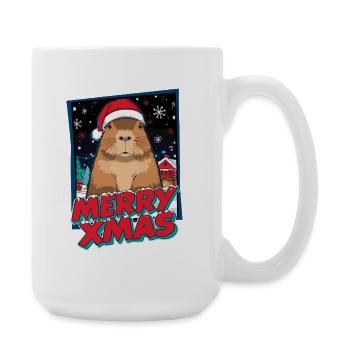 Capybara with Santa Hat Christmas - Large Mug 440 ml - white - Right