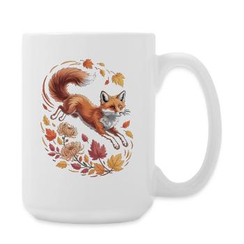 Fox with autumn leaves - Large Mug 440 ml - white - Right