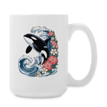 Orque dans les vagues tropicales - Grande tasse 440 ml - blanc - Droite