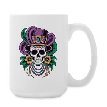 Mardi Gras Schädel Maske Shirt - Große Tasse 440 ml - Weiß - Rechts