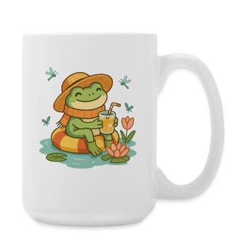 Summer Frog – Cozy Frog with Lemonade - Large Mug 440 ml - white - Right