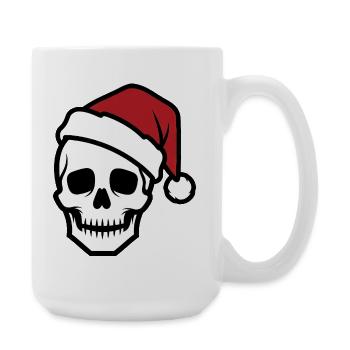 Creepy Skeleton with Santa Hat Biker Horro - Large Mug 440 ml - white - Right