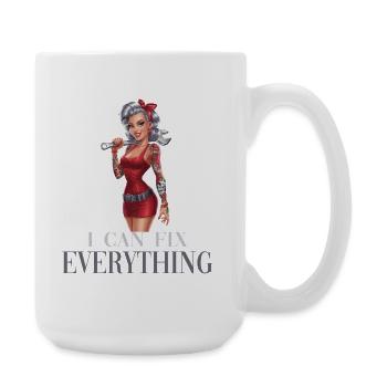 I Can Fix Everything Power Woman Illustration - Large Mug 440 ml - white - Right