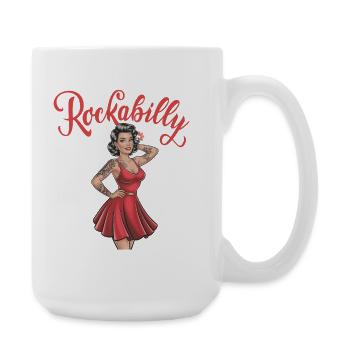 Rockabilly Vintage Pin-up Tattoo Style - Große Tasse 440 ml - Weiß - Rechts