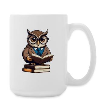 Eulenakademie im Anzug - Große Tasse 440 ml - Weiß - Rechts