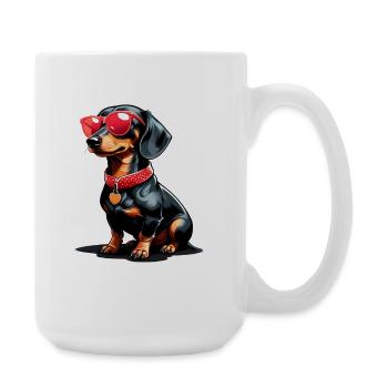 Cool dachshund with sunglasses - Large Mug 440 ml - white - Right