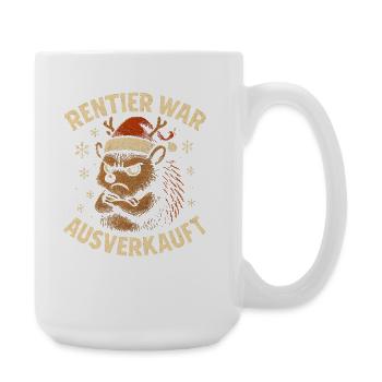 Weihnachten Spruch Humor Igel Lustig Rentier - Große Tasse 440 ml - Weiß - Rechts