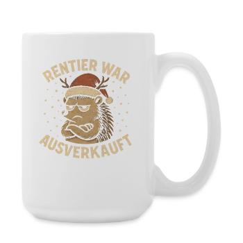 Weihnachten Spruch Humor Igel Lustig Rentier - Große Tasse 440 ml - Weiß - Rechts